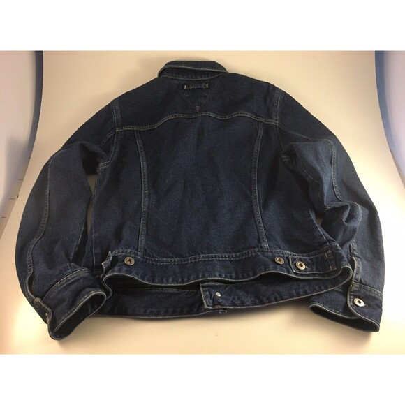 Tommy Hilfiger Jeans Womens Denim Jacket Y2K Vintage Dark Wash Large L - Picture 4 of 7